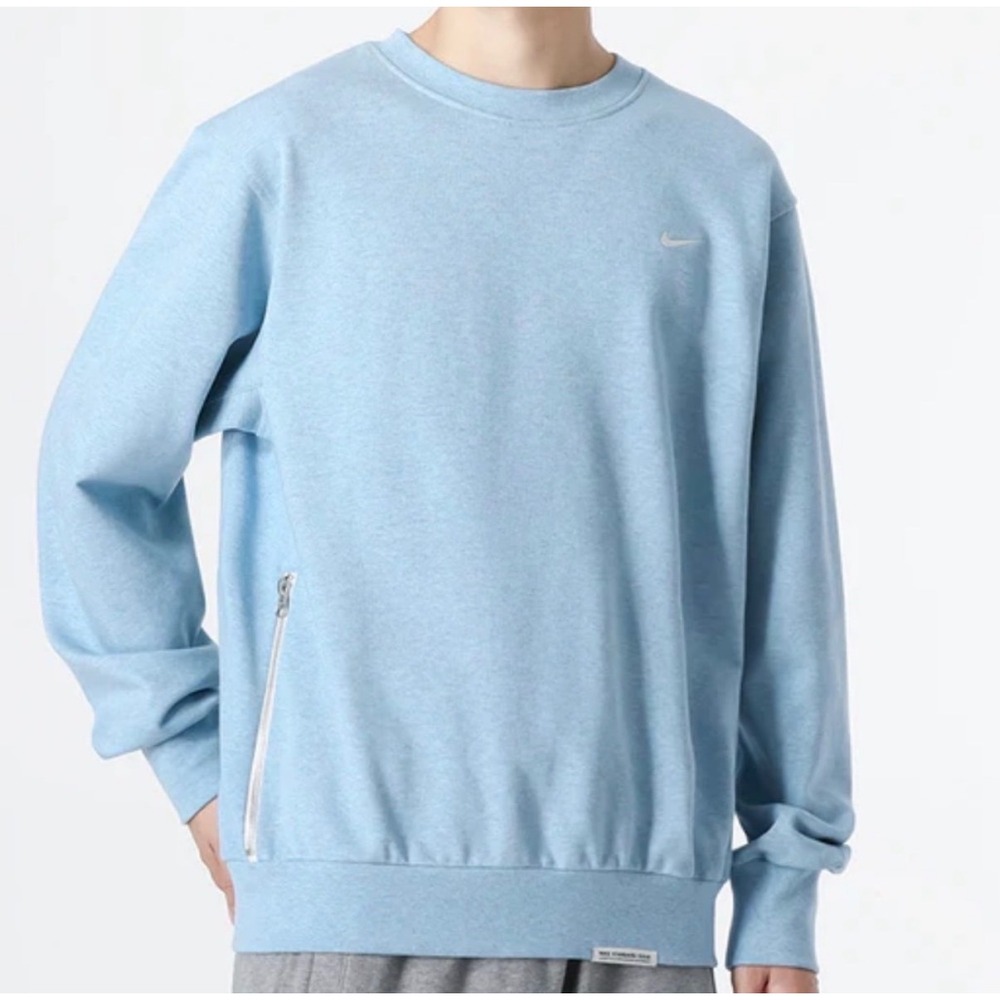 Nike Standard Issue Mens Dri-FIT Crewneck Sweatshirt Blue Heather Zipper Pocket